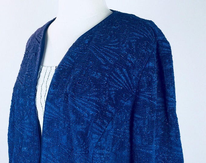 Vintage 90's purple textured glitter open neck bolero cardigan