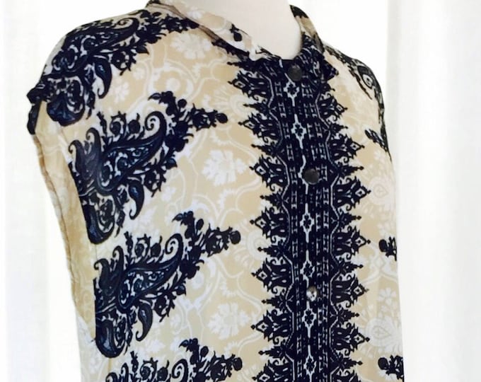 Vintage 80's Italian designer Baroque print drop waist flowing fabric dress