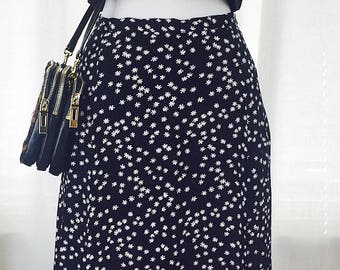 Vintage 90's monochrome print rayon maxi length skirt