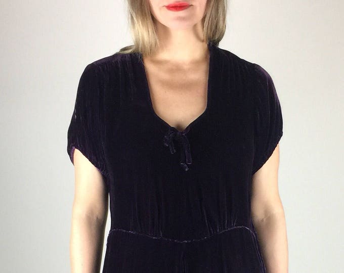 Vintage 30's 40's royal purple silk velvet dress