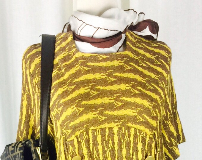 Vintage 60's abstract zebra woven fabric print dress
