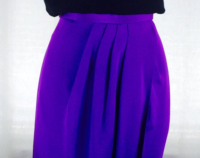 Vintage 80's designer bright orchid purple gathered tulip shape skirt