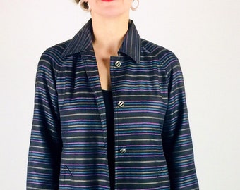 Vintage 80's 90's belted striped coat