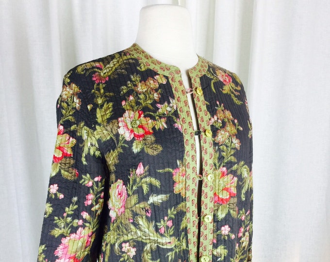 Vintage 90s floral quilted reversible Asian style jacket