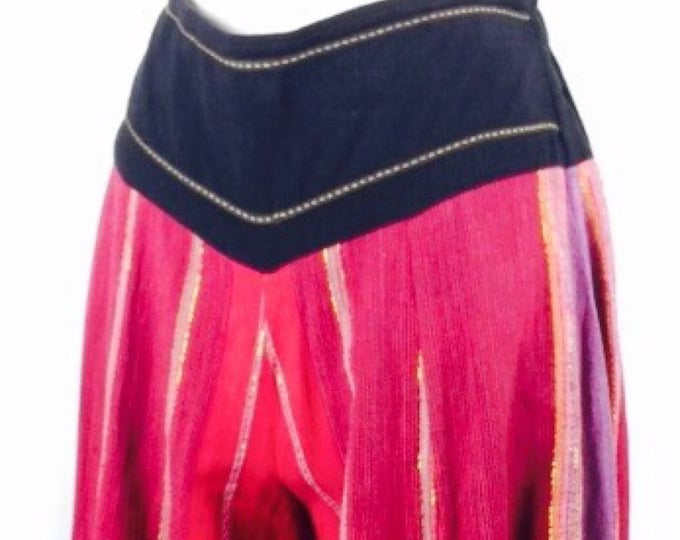 Vintage 90's Indian cotton metallic gauze drop waist palazzo pants made in Thailand perfect for festivals