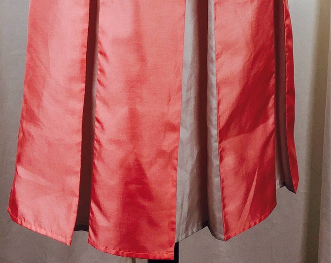 Vintage 80's preppy satin two tone pleated midi skirt