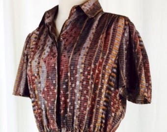 Vintage 70's 80's Southwestern lizard snake print shimmering jacquard dress