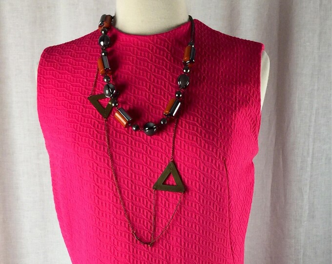 Vintage 60's hot pink mod textured statement cocktail shift dress