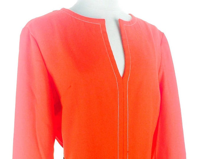 Vintage 60's bright red caftan dress with contrast stitching