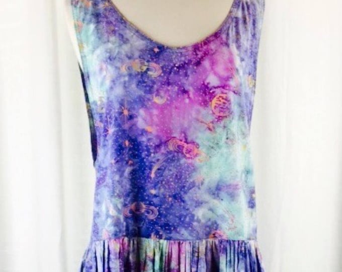 Vintage 90's grunge hippie boho hipster tie die baby doll constellation print