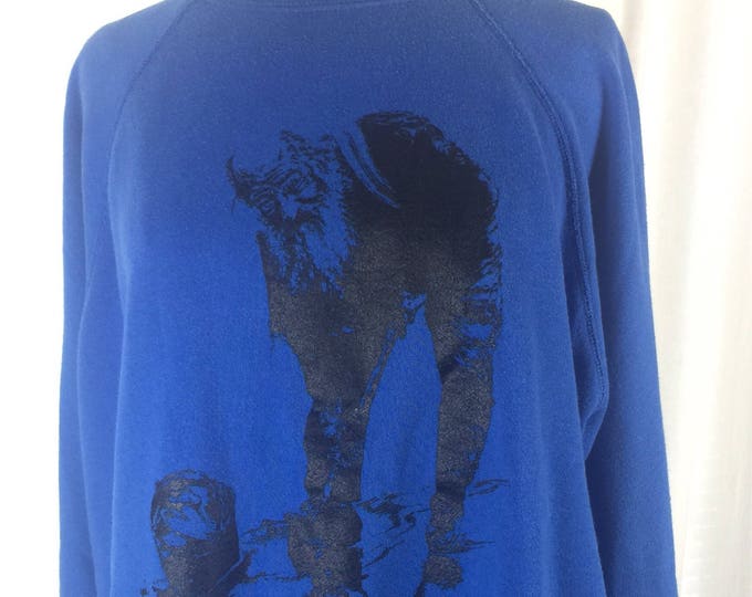 Vintage 80s blue salty seaman graphic printed sweatshirt