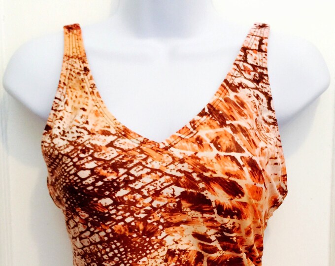 Vintage 90's reptile print vneck tank bodysuit swimsuit