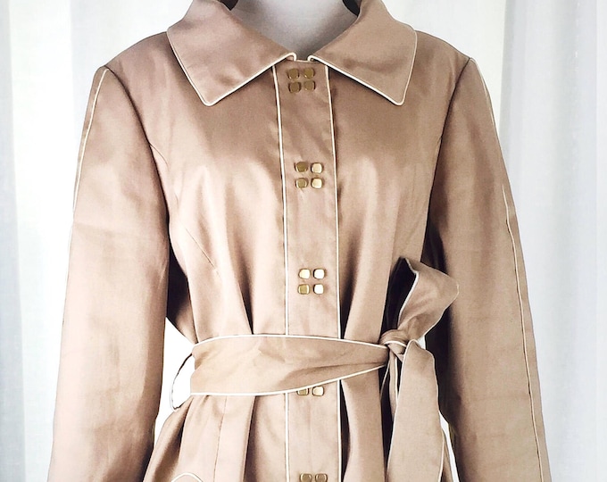 Vintage 90's fitted khaki belted trench coat