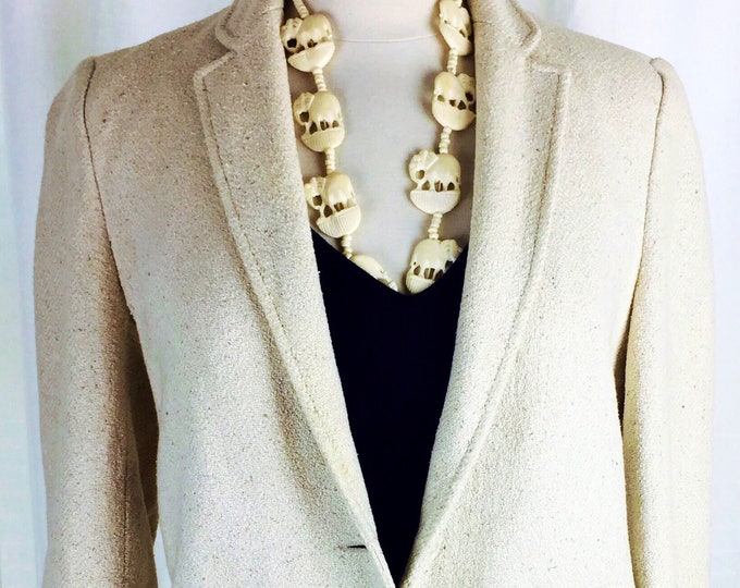 Vintage 70's  French designer cream textured fitted blazer