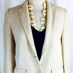 Vintage 70's French designer cream textured fitted blazer image 1