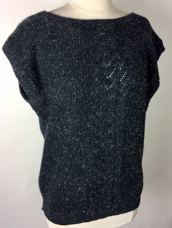 Vintage 80's grey silver metallic knit sweater ve… - image 9