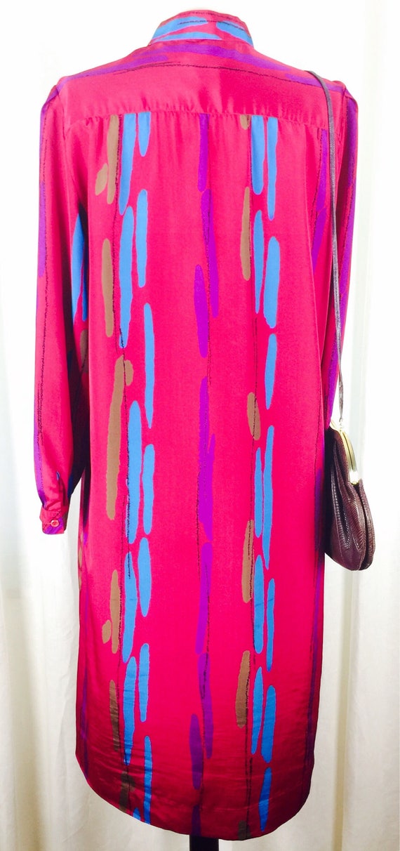 Vintage 70's bright raspberry silky poly blend ab… - image 7