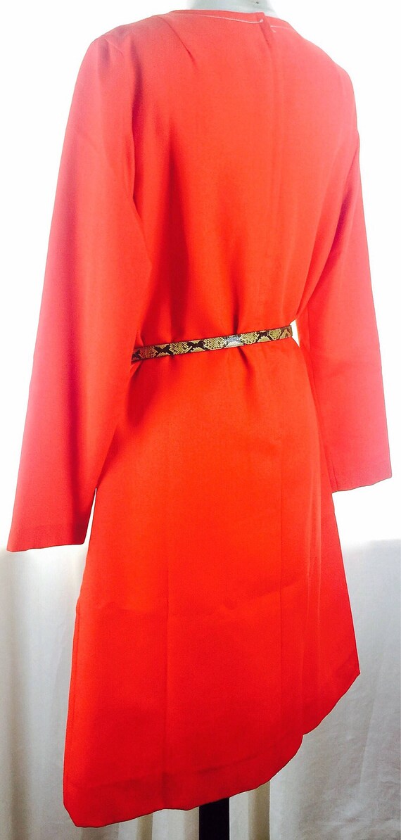 Vintage 60's bright red caftan dress with contras… - image 4