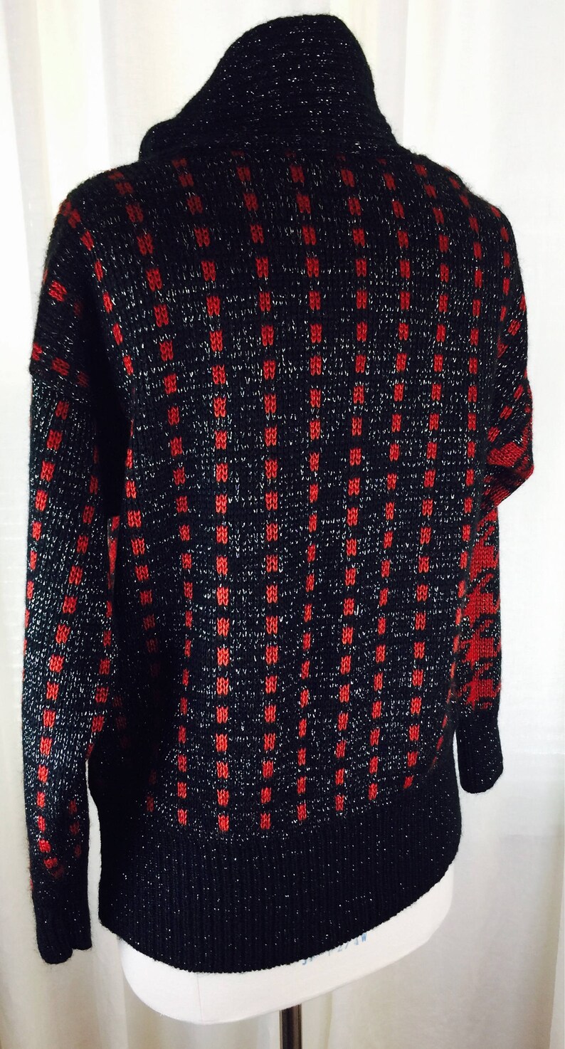 Vintage 80/'s 90/'s metallic houndstooth knit sweater