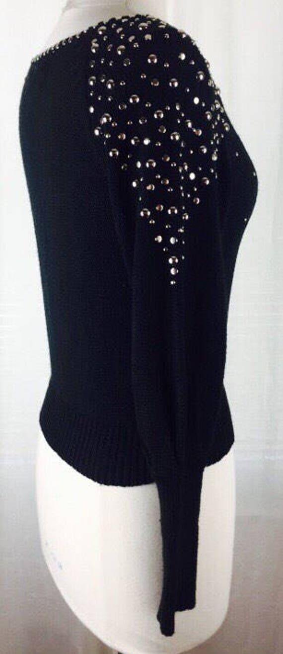 Vintage 80's 90's designer black fitted knit stud… - image 3