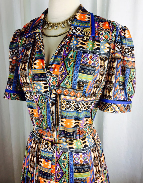 Vintage 70's 80's exotic print French brand south… - image 4