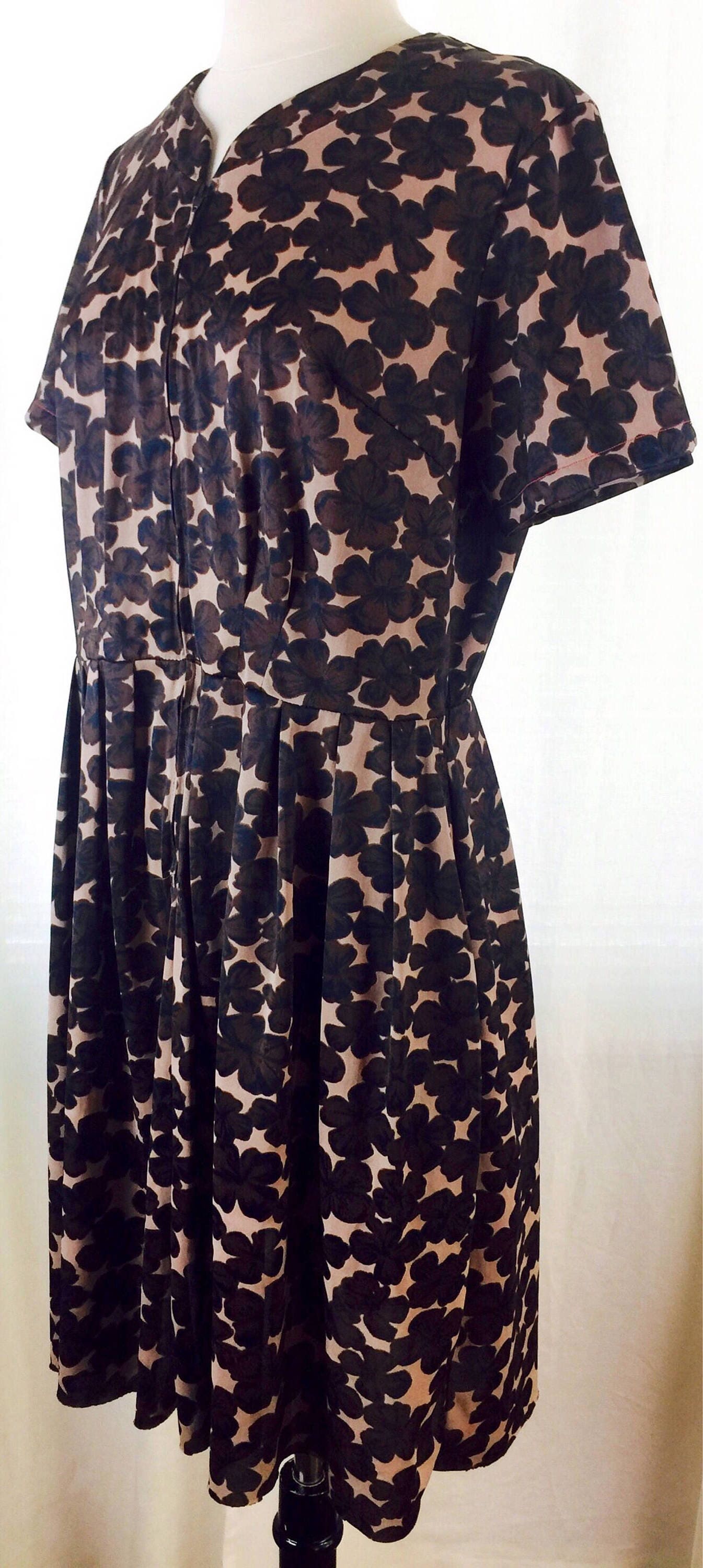 Vintage 50's 60's Abstract Floral Print Day Dress - Etsy