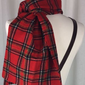 Vintage 90's Pendleton red Stewart window pane plaid fine lambswool scarf image 1