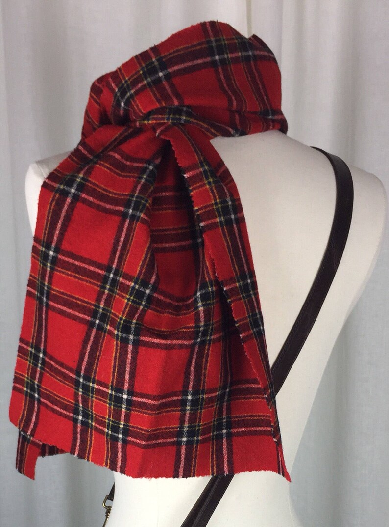 Vintage 90's Pendleton red Stewart window pane plaid fine lambswool scarf image 1