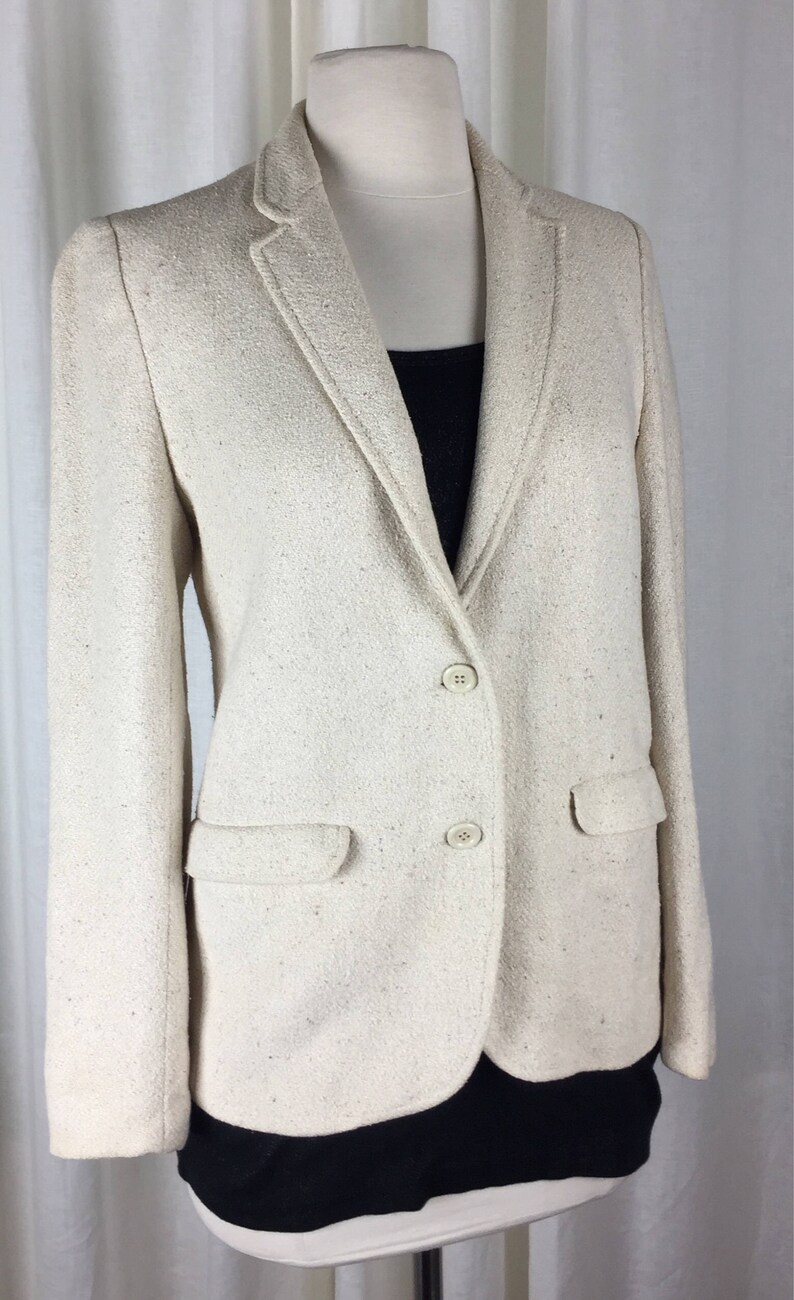 Vintage 70's French designer cream textured fitted blazer image 2