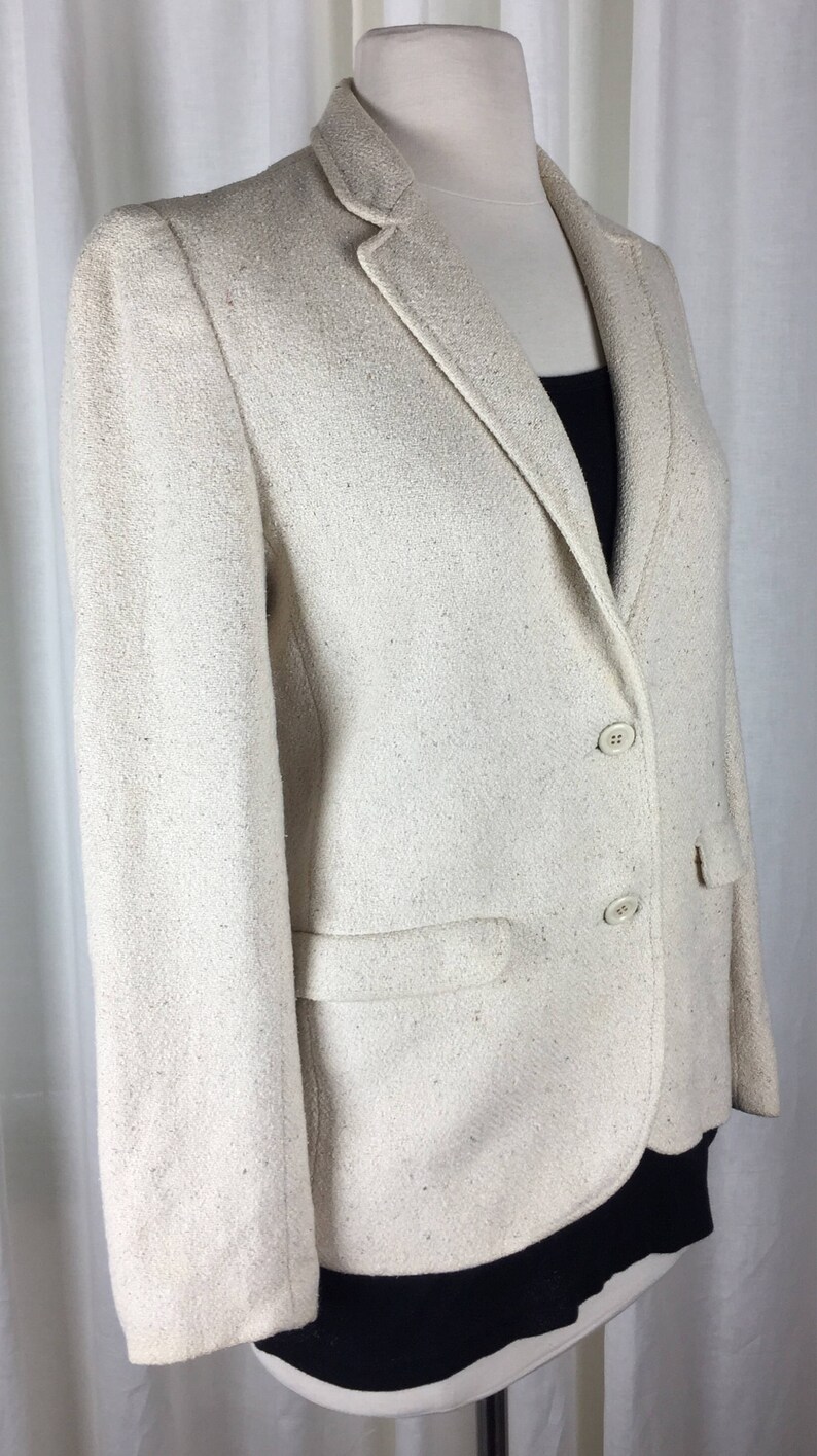 Vintage 70's French designer cream textured fitted blazer image 5