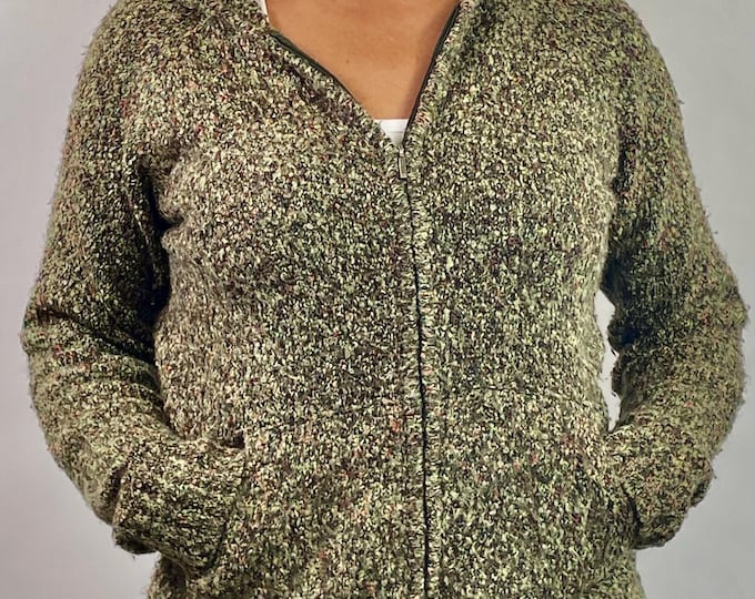 Vintage 90’s Designer stretch boucle knit zip front hoody