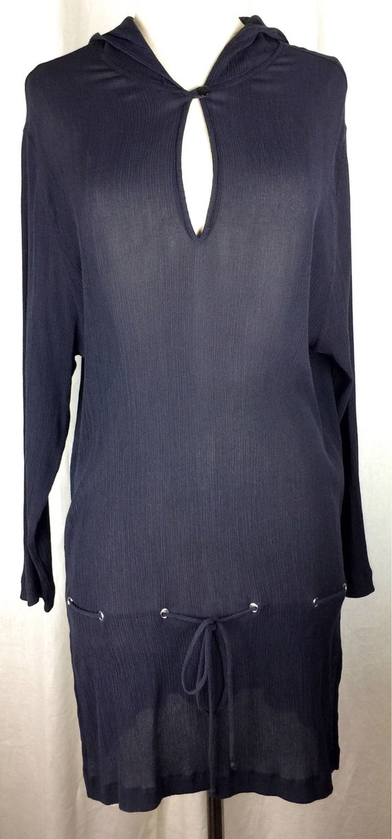 Vintage 90's navy sheer belted cover up tunic top