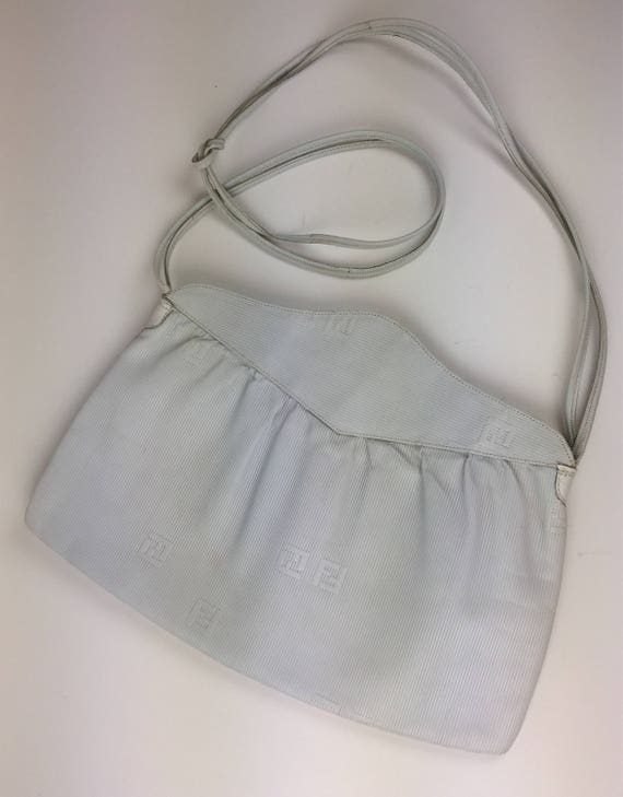 Vintage 70's 80's Italian designer Fendi white emb