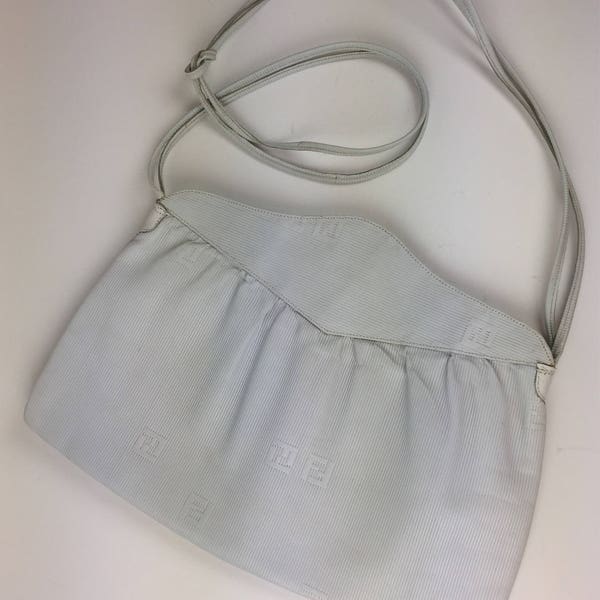 Vintage 70's 80's Italian designer Fendi white embossed leather bag