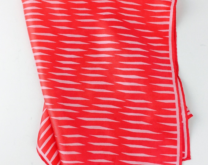 Vintage 60's 70's Vera watermelon pink and white abstract geometric print scarf