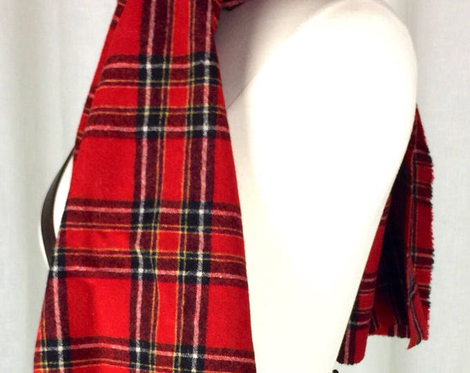 Vintage 90's Pendleton red Stewart window pane plaid fine lambswool scarf