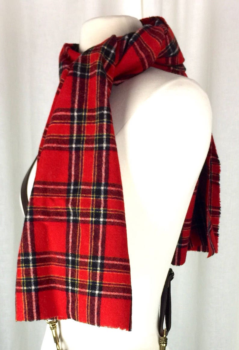 Vintage 90's Pendleton red Stewart window pane plaid fine lambswool scarf image 2