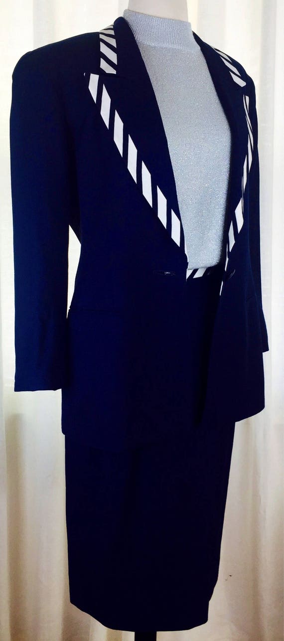 Vintage 70's 80's Christian Dior navy geometric g… - image 1