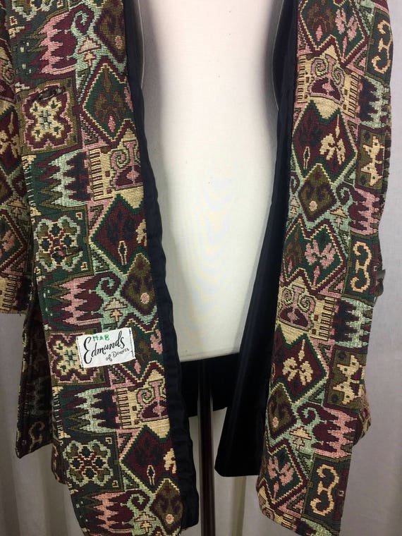 Vintage 50's 60's woven jacquard belted trench st… - image 10
