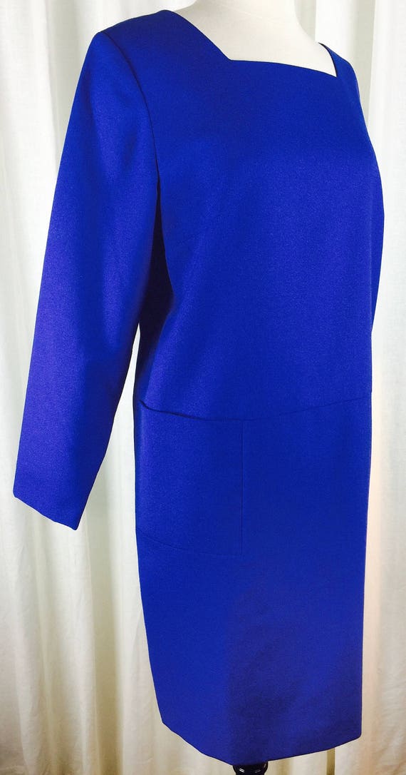 Vintage 70's 80's designer royal blue wool long s… - image 3