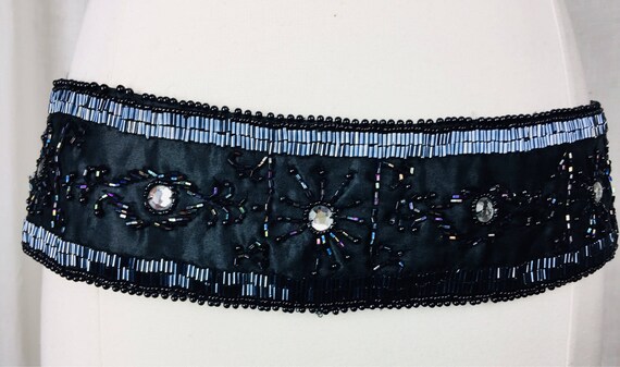 Vintage rare-black-beaded decorative evening belt Crown Pacific Black Beaded Women main image 3