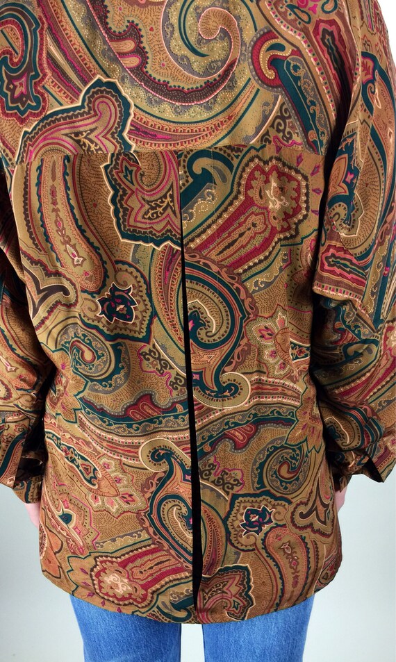Vintage 90's designer tan paisley tunic style sil… - image 6
