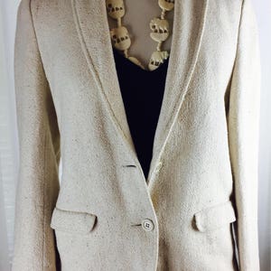 Vintage 70's French designer cream textured fitted blazer image 4