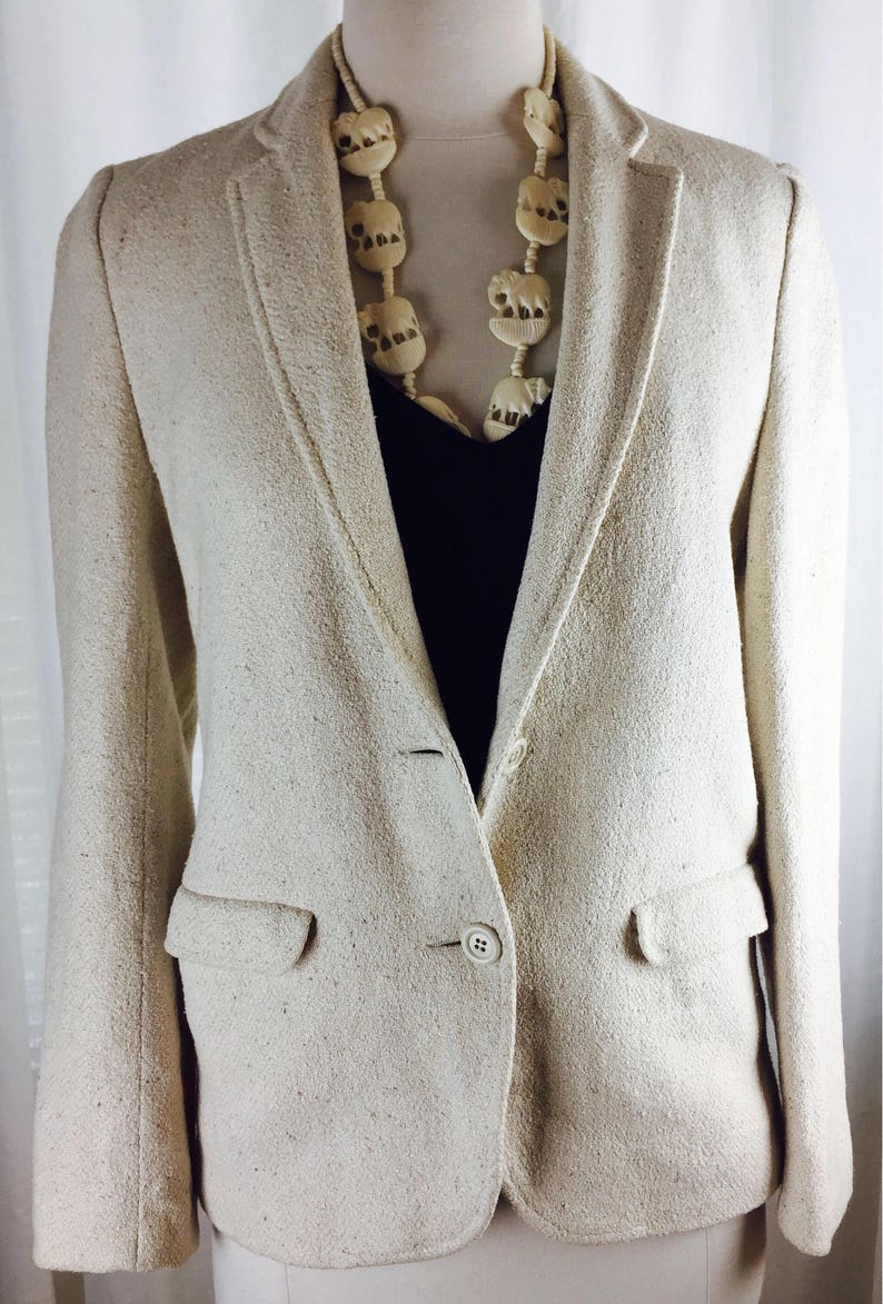 Vintage 70's French designer cream textured fitted blazer image 4