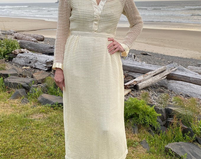 Vintage 70’s geometric knit double layer maxi dress