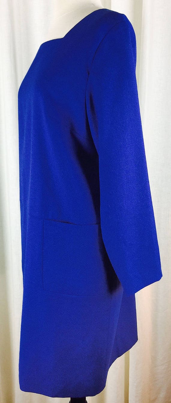 Vintage 70's 80's designer royal blue wool long s… - image 5