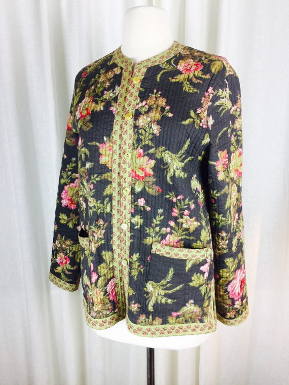 Vintage 90s floral quilted reversible Asian style… - image 6