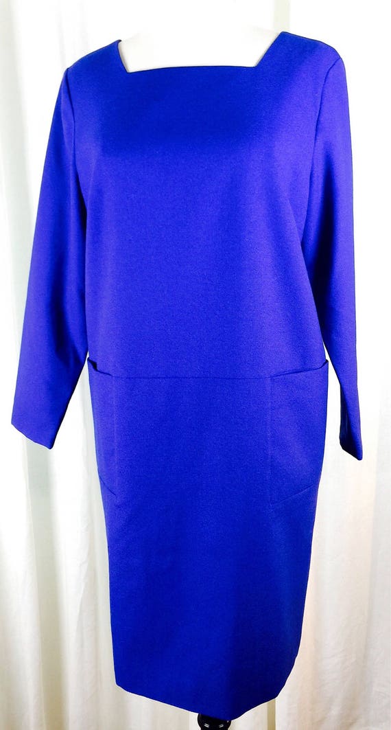 Vintage 70's 80's designer royal blue wool long s… - image 7