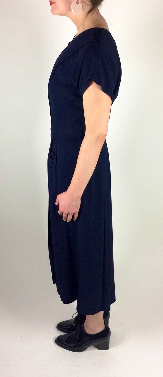 Vintage late 30's 40's navy semi crepe sheer midi… - image 10