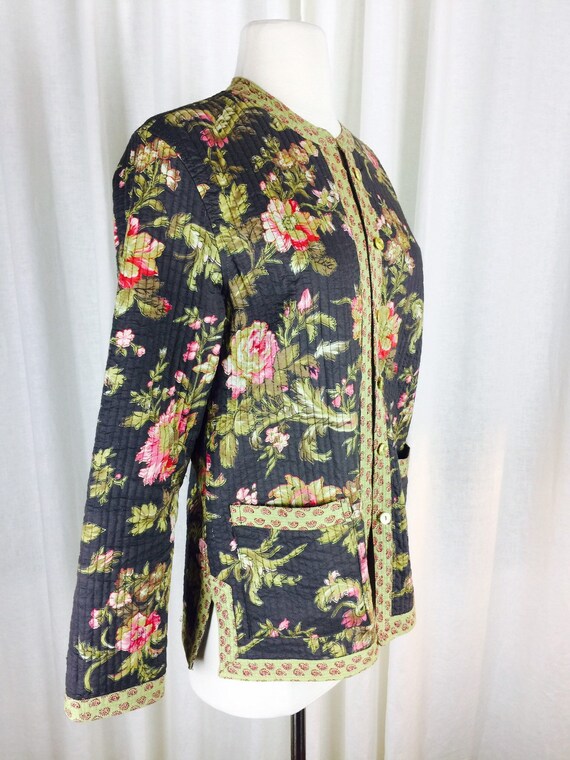 Vintage 90s floral quilted reversible Asian style… - image 5